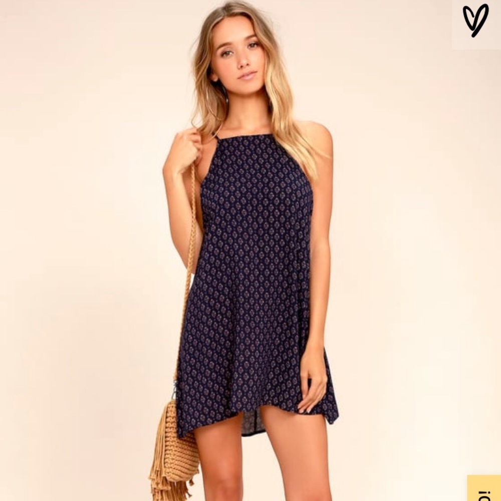 Lulus Navy Blue Print Shift Dress